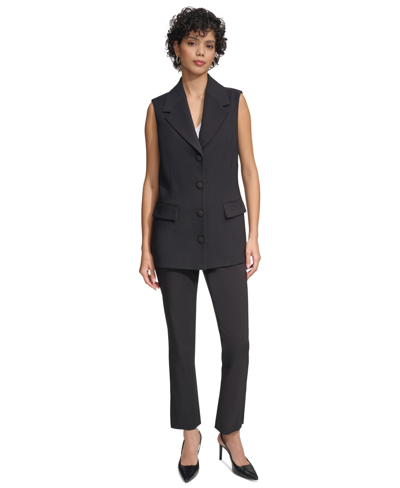 Shop Calvin Klein Women's Button Front Vest In Black