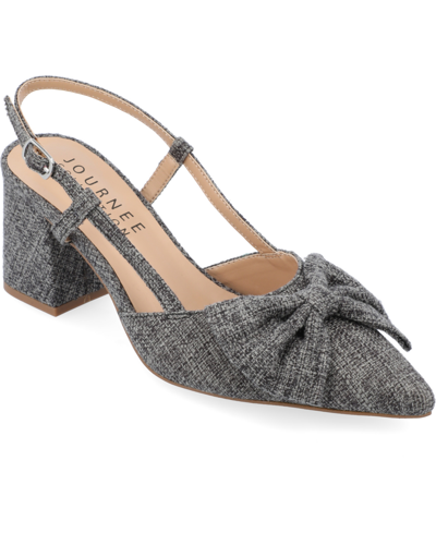 Shop Journee Collection Women's Tailynn Wide Width Sling Back Block Heel Pumps In Charcoal