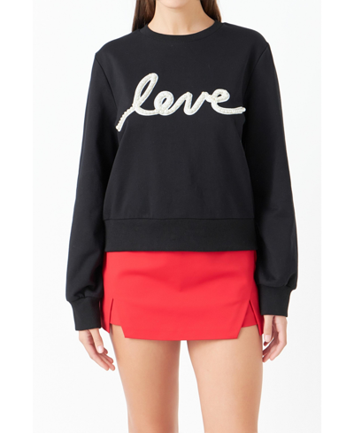 Shop Endless Rose Women's Pearl Love Sweatshirt In Black