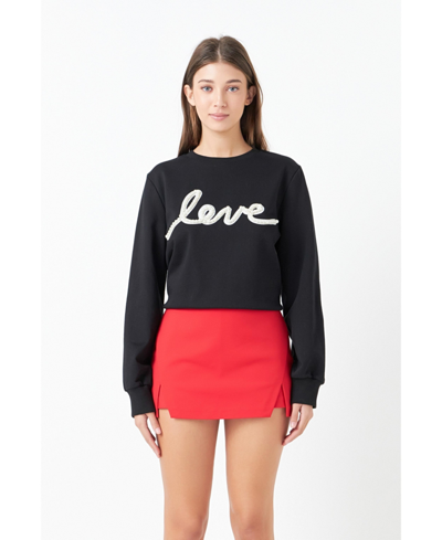 Shop Endless Rose Women's Pearl Love Sweatshirt In Black