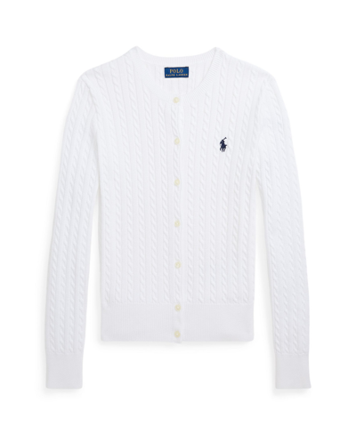 Polo Ralph Lauren Toddler Girls Cable-knit Cotton Cardigan In Bright White