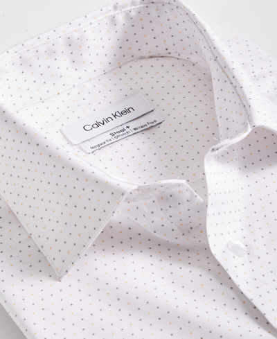 Shop Calvin Klein Men's Regular-fit Stretch Performance Dot Dress Shirt In Apricot Multi