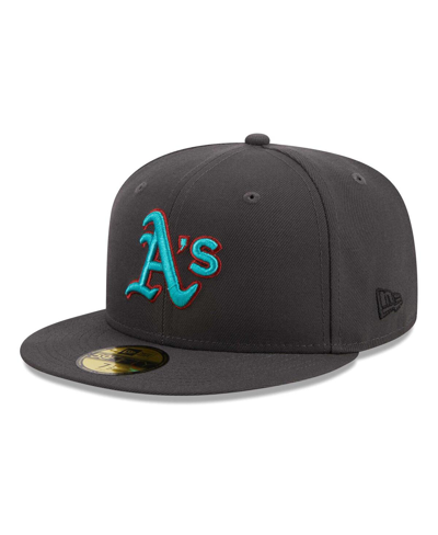 New Era Men's  Graphite Oakland Athletics Print Undervisor 59fifty Fitted Hat In Graphite