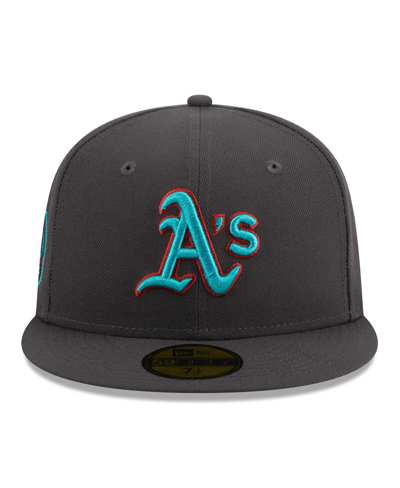 New Era Men's  Graphite Oakland Athletics Print Undervisor 59fifty Fitted Hat In Graphite