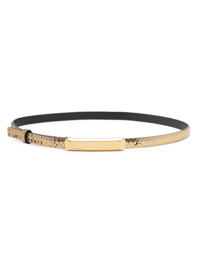 Shop Tom Ford Women's Bar Python-embossed Metallic Leather Belt In Dark Gold
