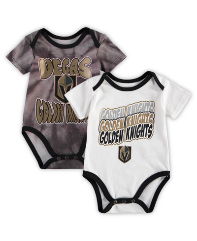 Outerstuff Newborn And Infant Boys And Girls Black, White Vegas Golden Knights Monterey Tie-dye Two-pack Bodysu In Black,white