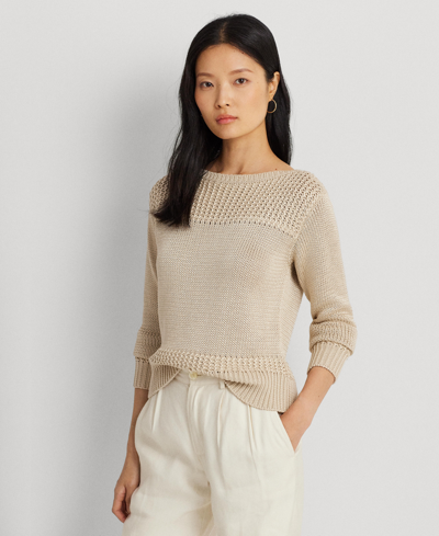 Shop Lauren Ralph Lauren Women's Cotton-blend Boatneck Sweater In Explorer Sand