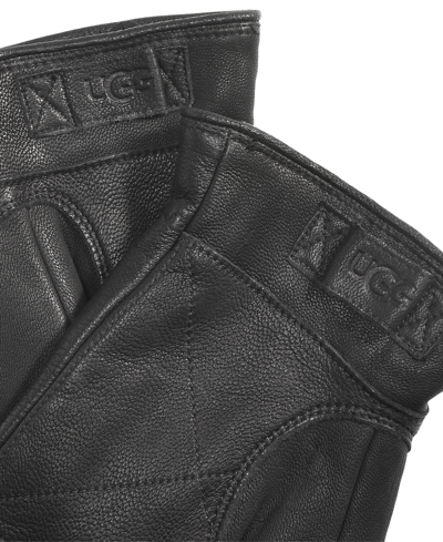 Shop Ugg Men's 3-point Leather Tech Gloves With Faux-fur Lining In Black