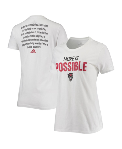 Shop Adidas Originals Women's Adidas White Nc State Wolfpack More Is Possible T-shirt