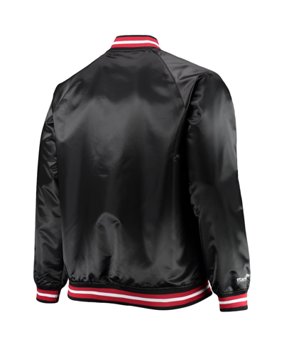 Mitchell & Ness Men's  Black Chicago Bulls Big And Tall Hardwood Classics Raglan Satin Full-snap Jack In Black