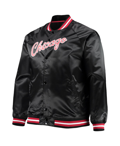Mitchell & Ness Men's  Black Chicago Bulls Big And Tall Hardwood Classics Raglan Satin Full-snap Jack In Black
