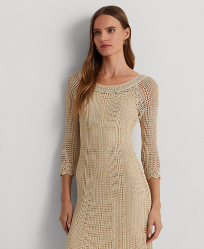 Shop Lauren Ralph Lauren Women's Pointelle-knit Dress In Explorer Sand