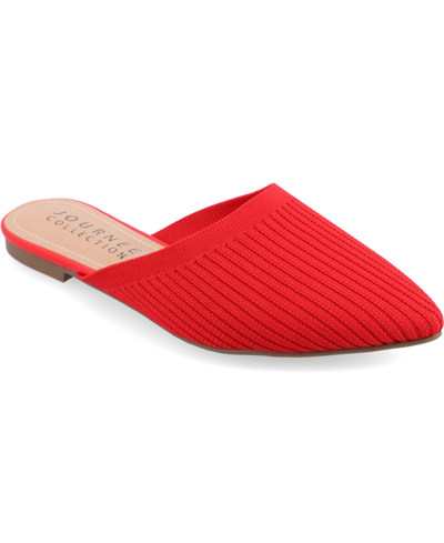 Shop Journee Collection Women's Aniee Knit Mules In Red- Knit,polyester,nylon