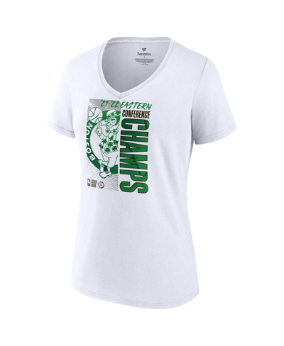 Fanatics Branded White Boston Celtics 2022 Eastern Conference Champions Plus Size Locker Room V-neck In White