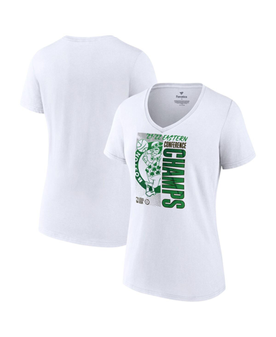 Fanatics Branded White Boston Celtics 2022 Eastern Conference Champions Plus Size Locker Room V-neck In White