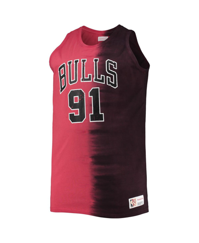 Mitchell & Ness Men's  Dennis Rodman Black, Red Chicago Bulls Big And Tall Profile Tie-dye Player Tan In Black,red