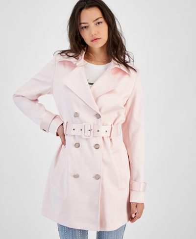 Shop Guess Women's Luana Short Belted Trench Coat In Low Key Pink