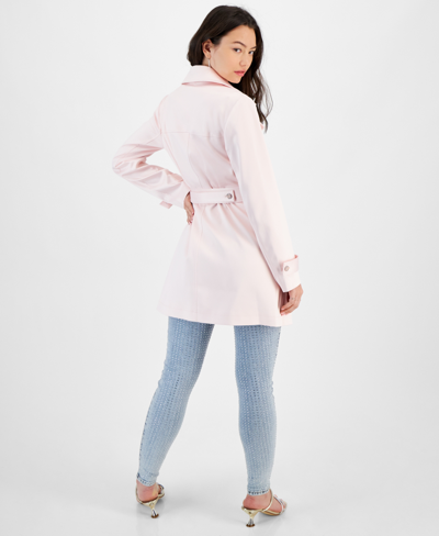 Shop Guess Women's Luana Short Belted Trench Coat In Low Key Pink