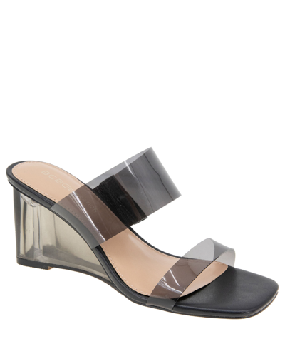 Shop Bcbgeneration Women's Lorie Double Band Wedge Sandal In Smoke,black