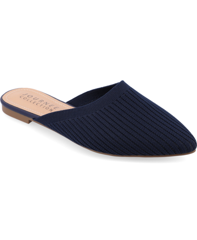 Shop Journee Collection Women's Aniee Knit Mules In Navy- Knit,polyester,nylon