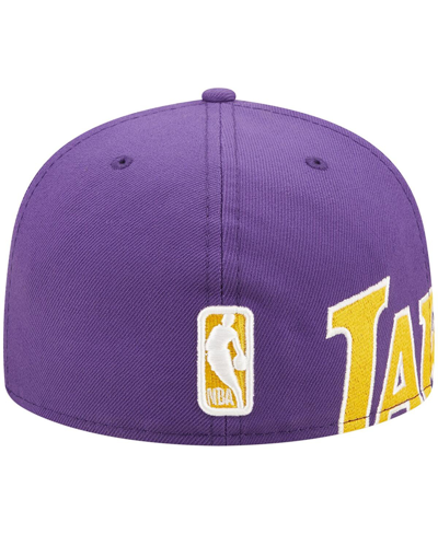 Shop New Era Men's  Purple Los Angeles Lakers Side Split 59fifty Fitted Hat