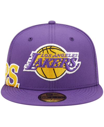 Shop New Era Men's  Purple Los Angeles Lakers Side Split 59fifty Fitted Hat