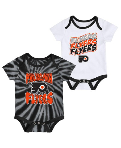 Shop Outerstuff Newborn And Infant Boys And Girls Black, White Philadelphia Flyers Monterey Tie-dye Two-pack Bodysui In Black,white
