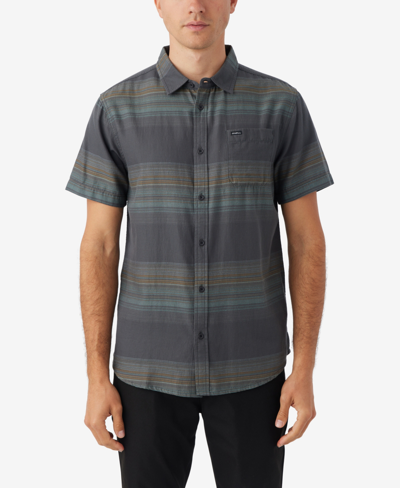 Shop O'neill Men's Seafaring Stripe Short Sleeve Standard Shirt In Graphite