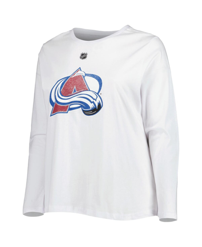 Shop Profile Women's Cale Makar White Colorado Avalanche Plus Size Name And Number Long Sleeve T-shirt