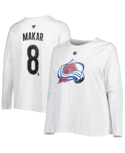 Shop Profile Women's Cale Makar White Colorado Avalanche Plus Size Name And Number Long Sleeve T-shirt