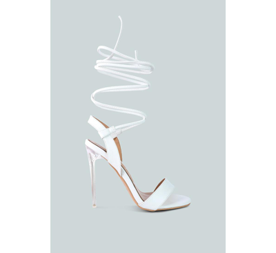 Shop London Rag Women's Sheeny Clear Stiletto Lace Up Heels Sandals In White