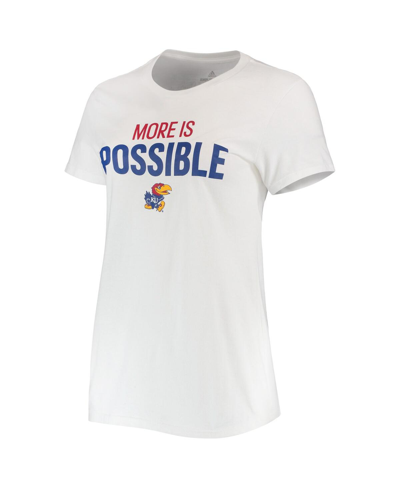 Adidas Originals Women's Adidas White Kansas Jayhawks More Is Possible T-shirt In White