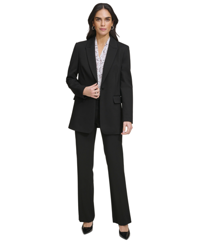 Shop Calvin Klein Women's Peak-lapel Single-button Blazer In Black