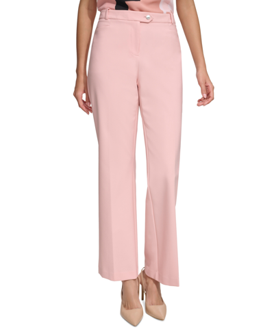 Shop Calvin Klein Women's Infinite Stretch Straight Leg Pants In Silver Pink