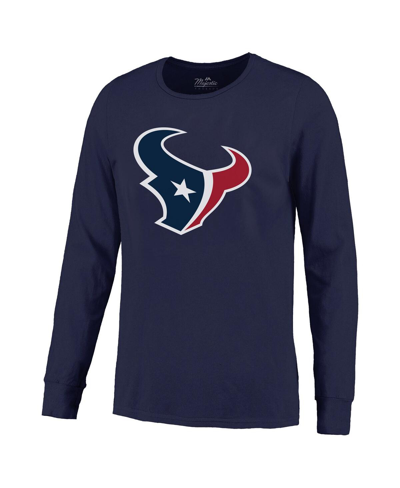 Majestic Men's  Threads C.j. Stroud Navy Houston Texans Name And Number Long Sleeve T-shirt In Navy