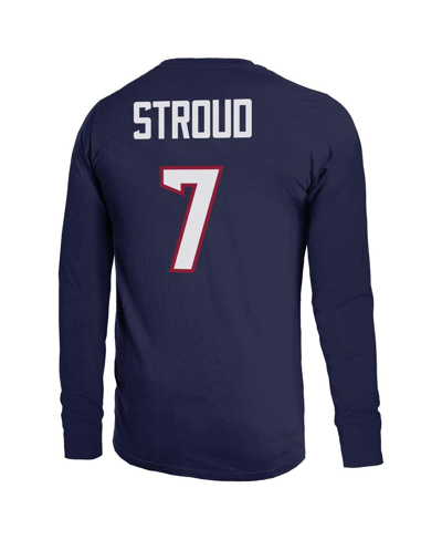 Shop Majestic Men's  Threads C.j. Stroud Navy Houston Texans Name And Number Long Sleeve T-shirt