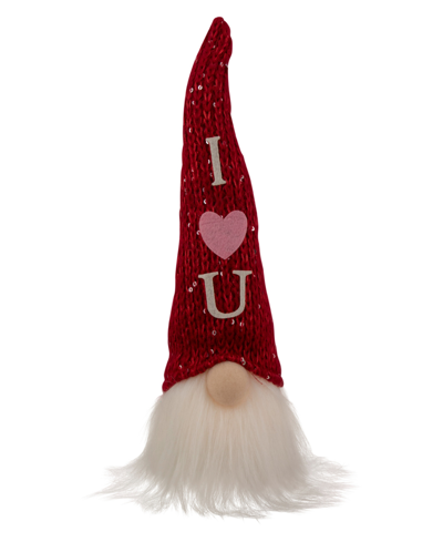 Shop Northlight 11.5" Knitted 'i Heart You' Hat Led Lighted Gnome Valentine's Day Figure In Red