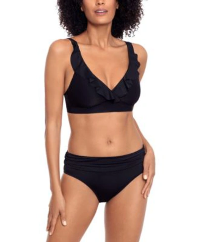 Shop Lauren Ralph Lauren Womens Beach Club Solid Ruffle Bikini Top Ruched Bikini Bottoms In Passionfruit