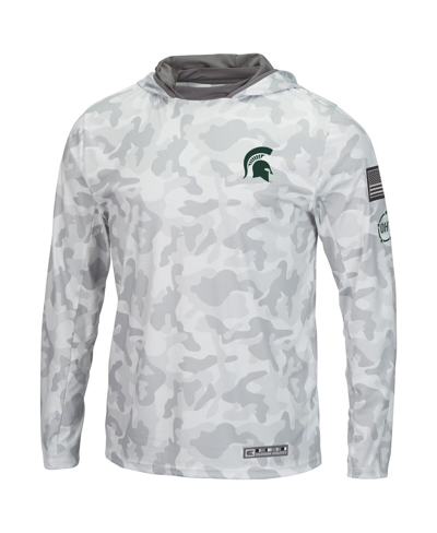 Colosseum Arctic Camo Michigan State Spartans Oht Military Appreciation Long Sleeve Hoodie Top In Arctic Camo