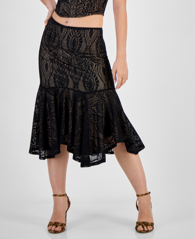 Shop Guess Women's Amera Lace Skirt In Jet Black A