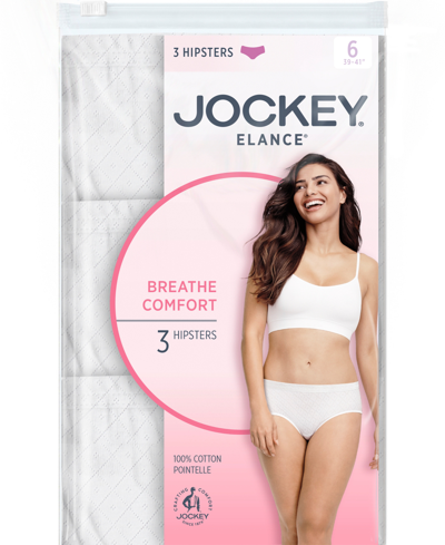 Shop Jockey Elance Breathe Hipster Underwear 3 Pack 1540, Also Available In Extended Sizes In Frothy Blue,flowing Vine,just Past Midni