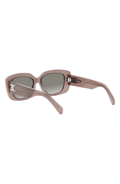 Shop Celine Triomphe 55mm Gradient Rectangular Sunglasses In Shiny Light Brown / Smoke