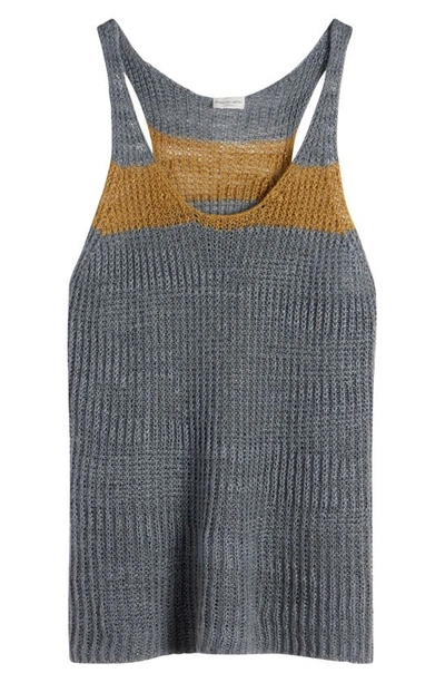 Shop Dries Van Noten Milky Rib Linen Blend Tank Sweater In Grey