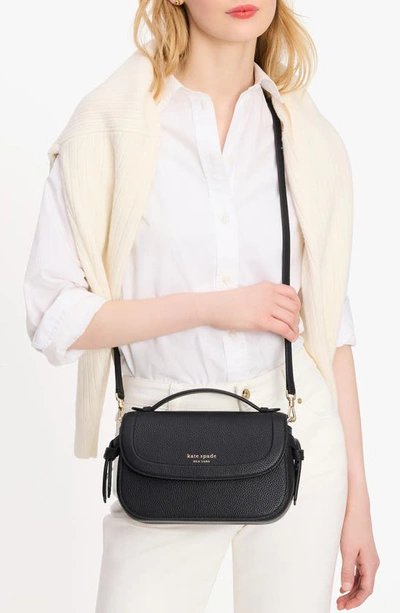 Shop Kate Spade New York Knott Pebbled Leather Convertible Crossbody Bag In Black
