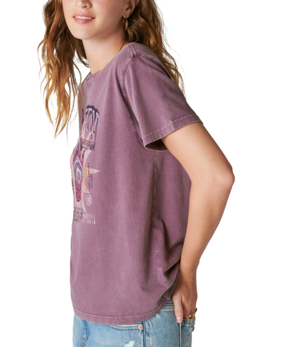 Shop Lucky Brand Women's Cotton Harmony Graphic-print T-shirt In Berry Conserve