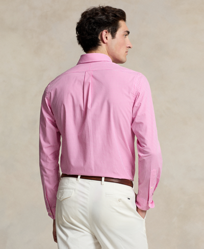 Shop Polo Ralph Lauren Men's Classic-fit Gingham Stretch Poplin Shirt In Resort Rose,white
