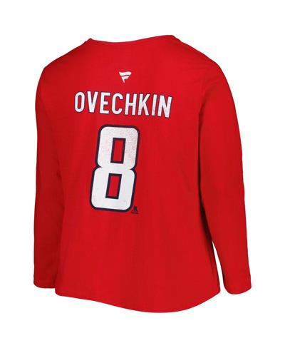 Shop Profile Women's Alexander Ovechkin Red Washington Capitals Plus Size Name And Number Long Sleeve T-shirt