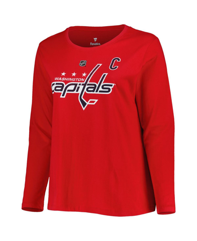 Shop Profile Women's Alexander Ovechkin Red Washington Capitals Plus Size Name And Number Long Sleeve T-shirt