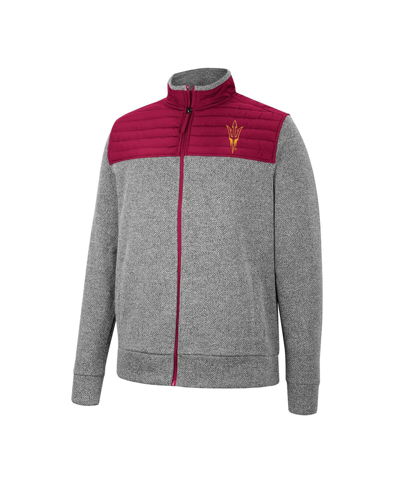 Shop Colosseum Men's  Gray, Maroon Arizona State Sun Devils Putter Herringbone Full-zip Jacket In Gray,maroon