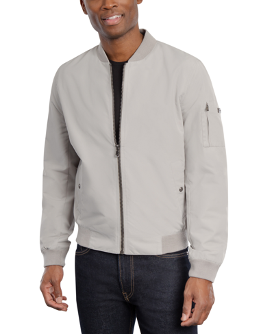 Shop Michael Kors Men's Bomber Jacket, Created For Macy's In Flint Grey
